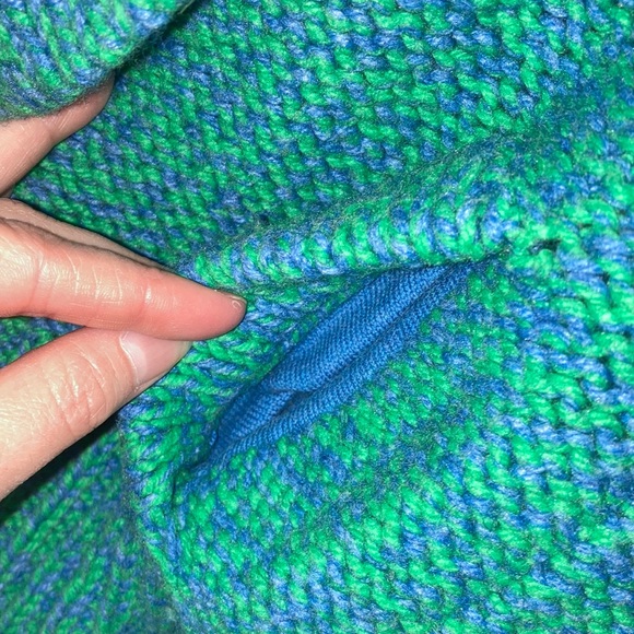 American Eagle Outfitters Blue/Green Cardigan with High Collar and Fitted Style - Picture 6 of 11